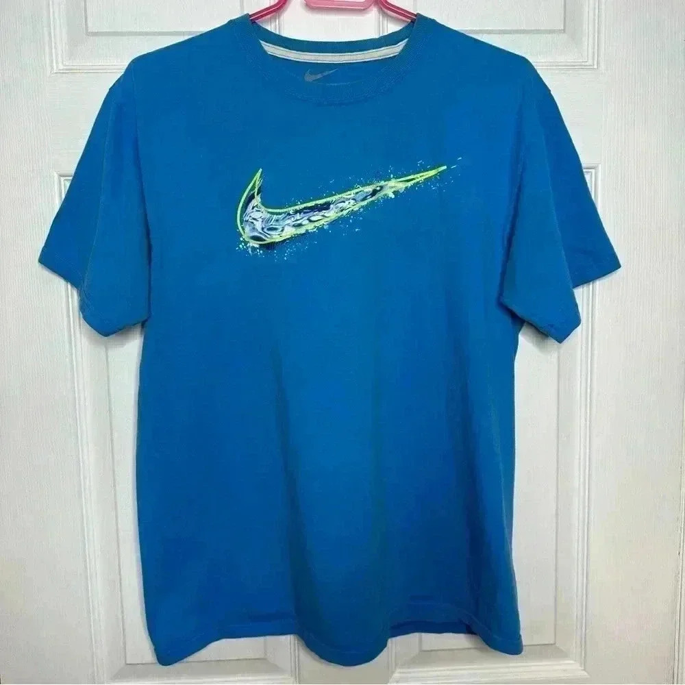 Nike Vintage T-shirt Blue/White/Yellow Swoosh Size Medium